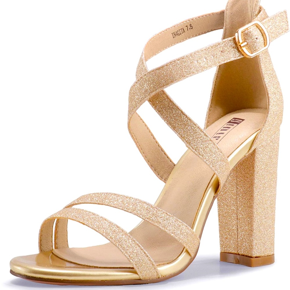 New No Tags Women's Chunky High Heel Sandal Strappy Open Toe Ankle Strap Sandals